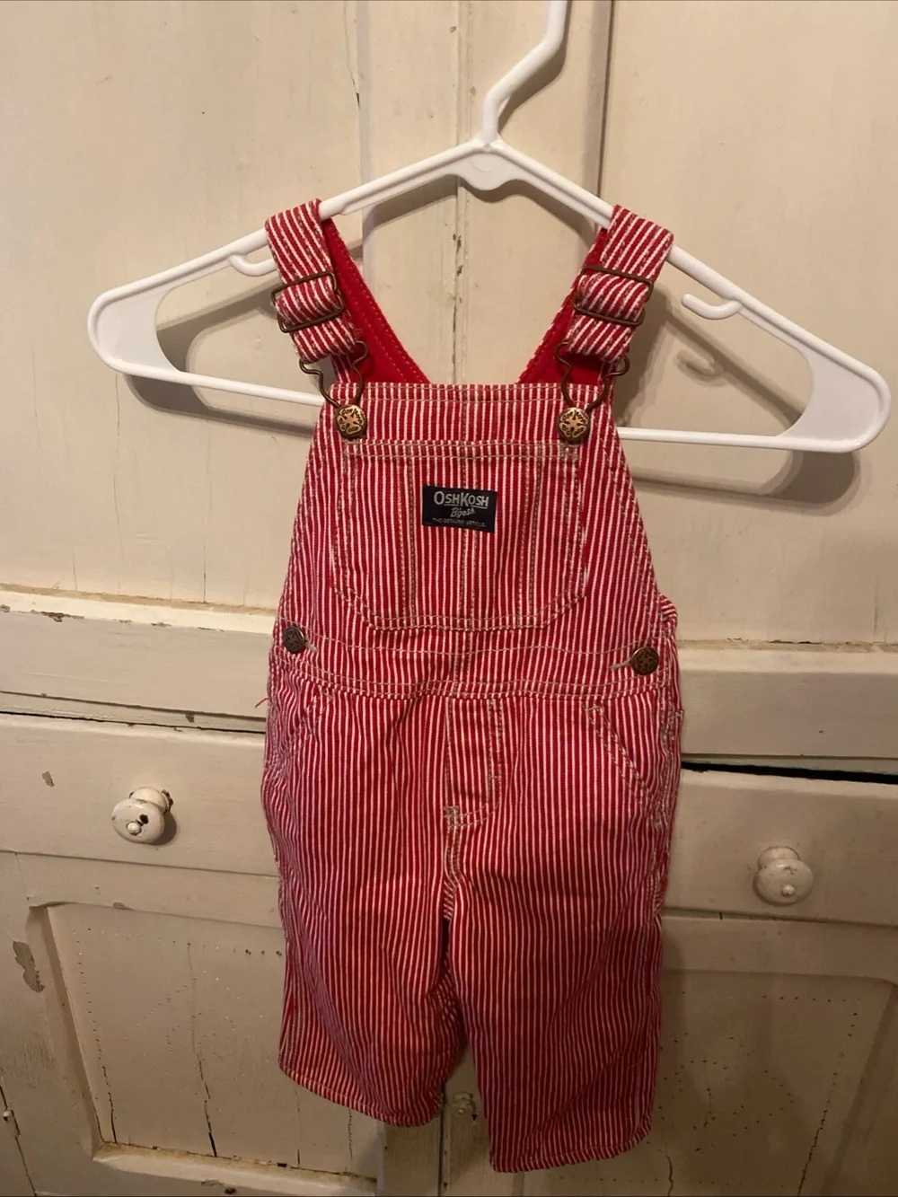 OshKosh B'gosh Red and White Stripe Toddler Overalls